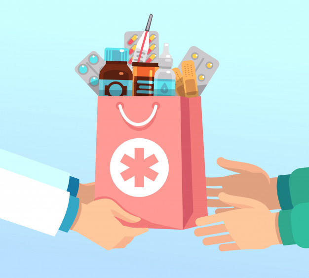 pharmacist-gives-bag-with-antibiotic-drugs-according-recipe-hands-patient-pharmacy-vector-concept_53562-7866